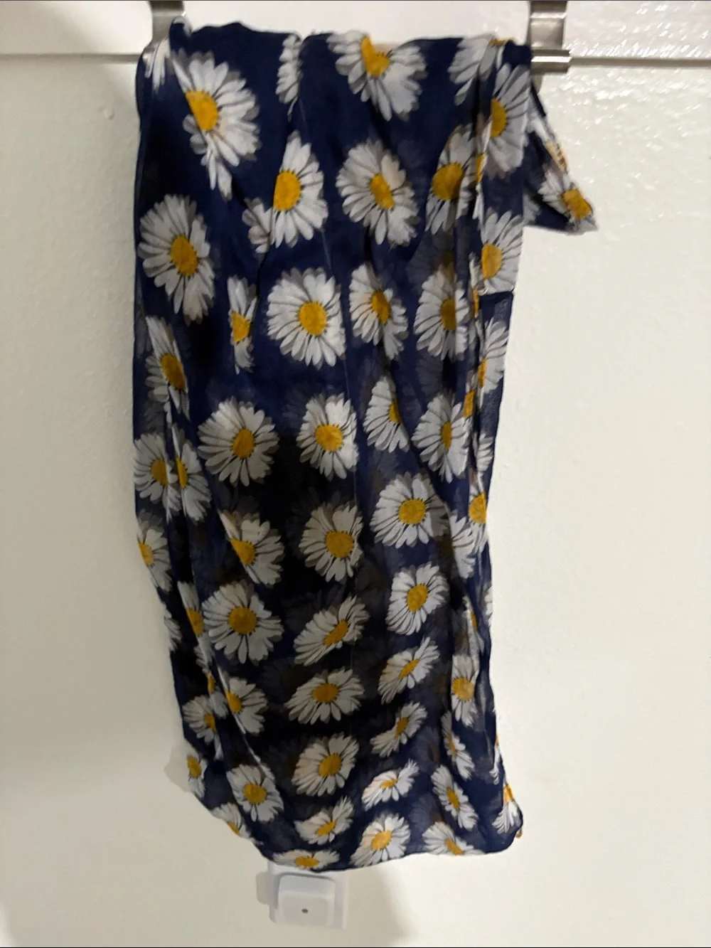Daisy Print Infinity Scarf - Navy with White & Yellow